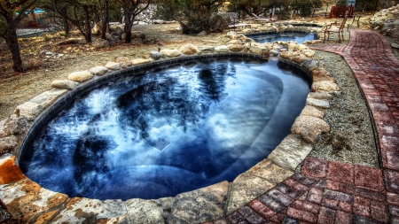 hot pools of mount princeton resort colorado hdr - hot, stones, pools, hdr, resort