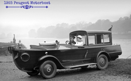 1925 Peugeot Motorboat Car ~ Period Photograph - cars, peugeot, 1925, boat