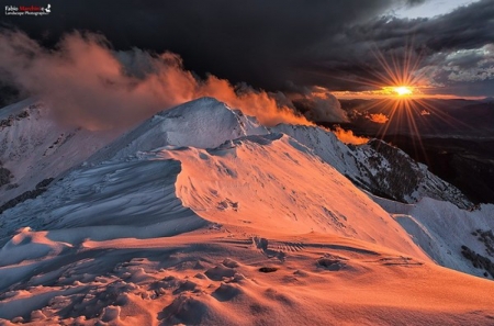 Sunset on Winter - sand, winter, clouds, sunset, nature