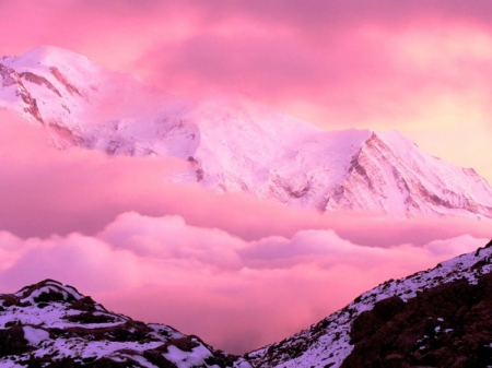 Foggy Mountain - mountains, winter, fog, nature, snow