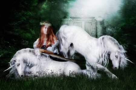 The Secret Garden - garden, fantasy, unicorn, secret