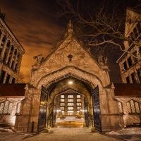 creepy courtyard in chicago hdr