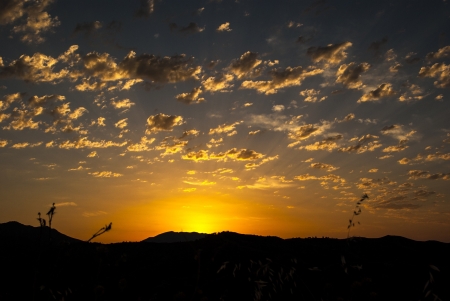 Golden Sunset - clouds, sunset, nature, sky