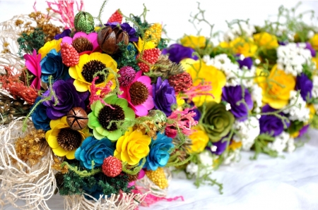 Artificial Flowers - decoration, blossoms, petals, colors