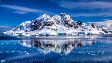 Mountains Reflection - snow, ocean, reflection, mountains