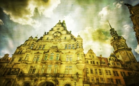 old architecture in germany - sky, building, clock, architecture, tower, old