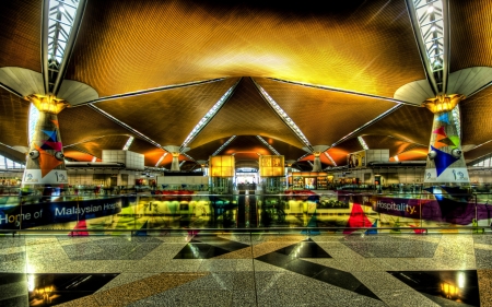 kuala lumpur international airport hdr - ceiling, airport, terminal, hdr, marble