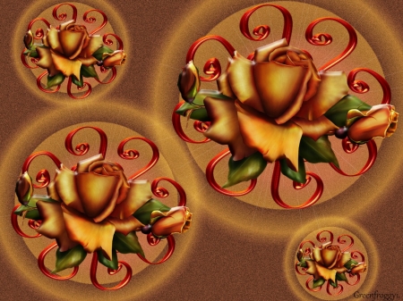 BRONZE ROSES - creation, roses, abstract, art