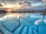 gorgeous pool in a seaside resort in cancun hdr