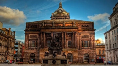 city square in liverpool hdr - square, fountain, hdr, city, architecture