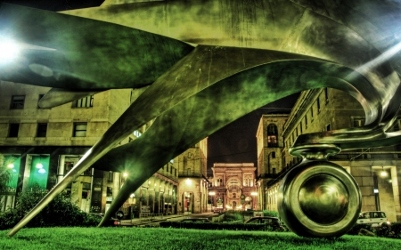 brass sculpture in milan italy hdr - brass, city, sculpture, park, hdr