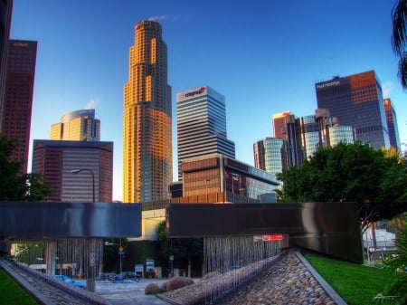 morning in los angeles hdr - morning, skyscrapers, city, downtown, hdr