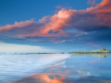 Unique Beauty - reflection, clouds, beach, sea, nature