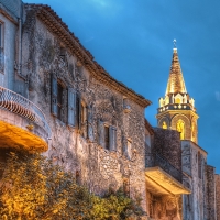 church in a medieval town hdr