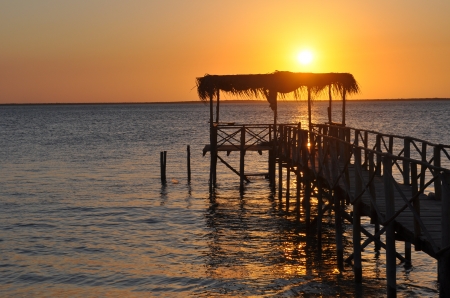 Sunset Over The Jetty - Holiday, Reflection, Sea, Beach