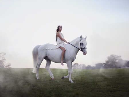 Friend - nature, girl, horse, friend