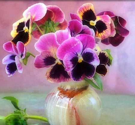 Vase With Flowers - flowers, vase, still life, colorful