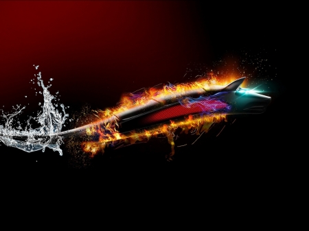 dragon - flames, speed, colourful, water