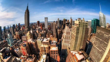 empire state building and nyc in fisheye hdr