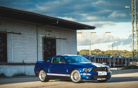 Ford-Mustang-GT500 - ford, gt, white stripe, blue