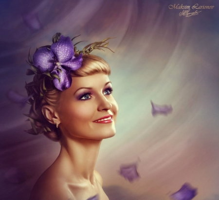 Art - purple, art, lady, fantasy