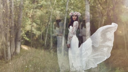 Wedding Bride - dress, bride, wreath, photography