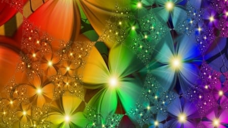 Rainbow Fractal - flowers, bright, abstract, colorful