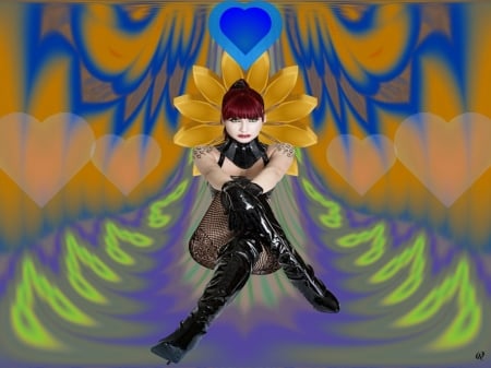 Angel of K - abstract, eye candy, collage, 3d, fractal