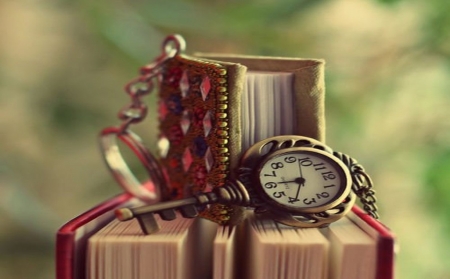 *books* - outside decor, time, table, clock, books