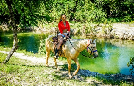 Giddy Up - babe, horse, water, outdoors