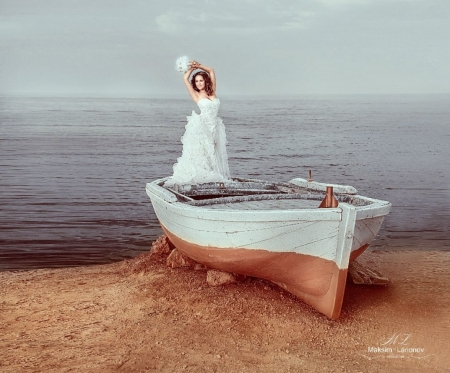 â™¥ - bride, fantasy, abstract, boat