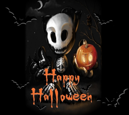 Happy Halloween - beauty, season, bones, pumpkin, black, lovely, hallowen, white, abstract, lantern, beautiful, skeleton, cute