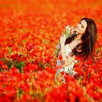 Girl among the flowers