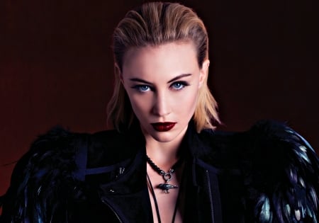 Sarah Gadon - Sarah Gadon, girl, feather, beauty, actress, black, make-up, woman, face