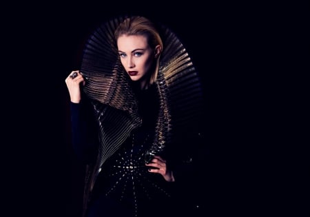 Sarah Gadon - black, sarah gadon, golden, actress, girl, woman, fashion