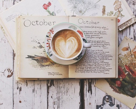 October - coffee, book, october, photography