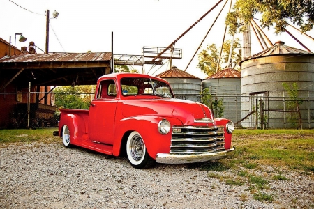 Kustom-Red-1952-Chevy-3100-Series-Pickup - classic, gm, red, whitewalls