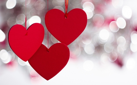 Hearts - white, red, valentine, heart, bokeh, craciun, christmas