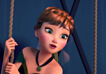 Princess Anna - princess, redhead, anna, movie, freckles, fantasy, blue, green, disney, frozen