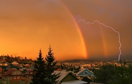 Lightning - storm, lightning, tree, amazing