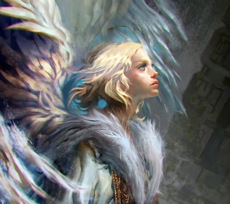 Seeking the Light - angel, light, magic, wings, elemental