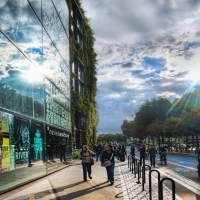 reflections on a street in paris hdr