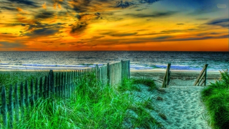 Amazing Golden Sunset - nature, clouds, sunset, golden, sea