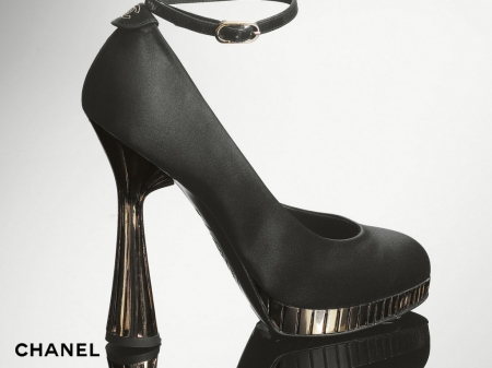 Chanel shoe - heels, black, platform, shoes