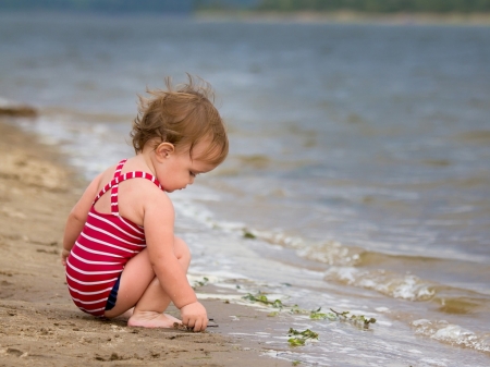 Baby Rose - beach, sand, baby, play