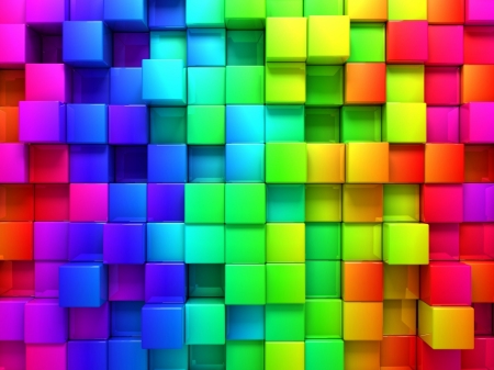 Rainbow blocks - colour, rainbow, orange, blocks