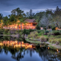 evening on a restaurant in a lovely park hdr