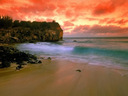 Beach Sunset - sunset, ocean, sand, beach