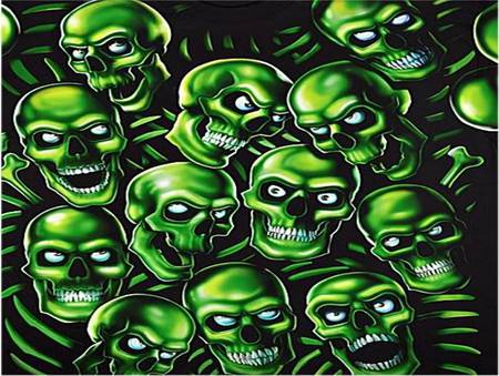 GREEN - skull, green, wallpaper