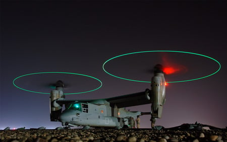 MV-22 Osprey Tiltrotor Aircraft - v-22, v22, circles, mv 22, night, wallpaper, plane, airplane, tiltrotor aircraft, osprey, aircraft, cool, entropy, flight, military, fly